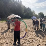 Foto: Bodenarbeit-Workshop mit Judith Schmidt beim Eseltreffen in Bad Honnef 2025