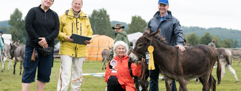 Foto: Richter und Preisträgerin beim Eseltreffen in Hasbergen 2024