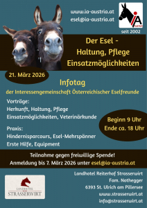 Plakat: Marktplatz 26/03 IG Österreich, Esel - Haltung, Pflege, Einsatzmöglichkeiten